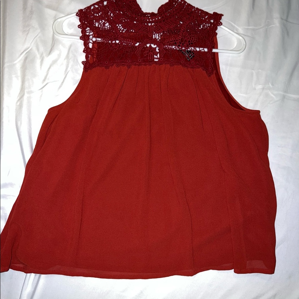Burnt orange top with embroidery